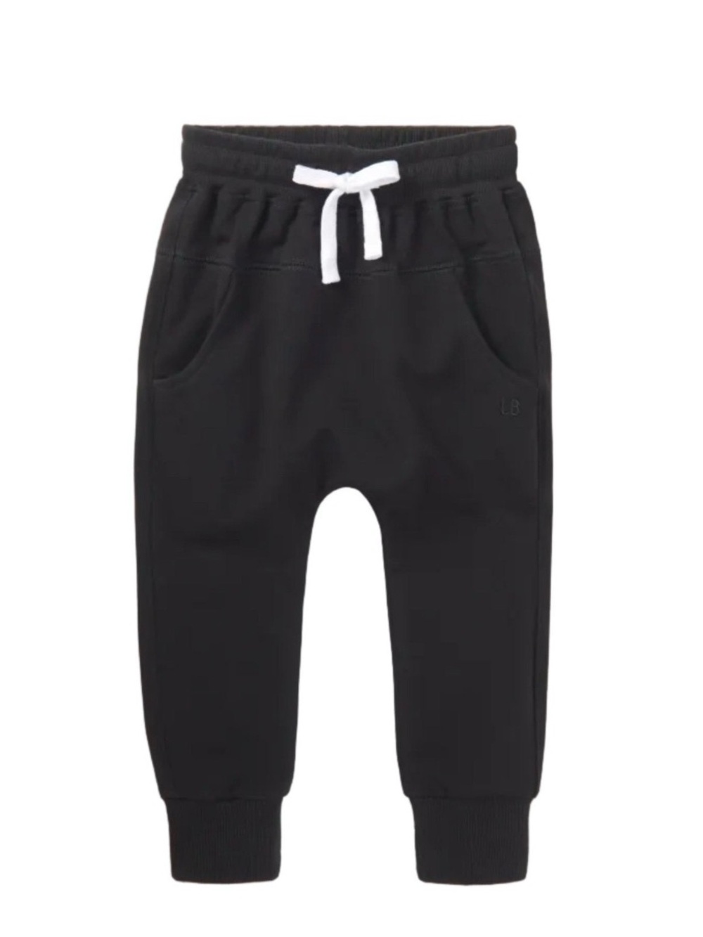 Little Bipsy Black Jogger Sweatpants with White Drawstring